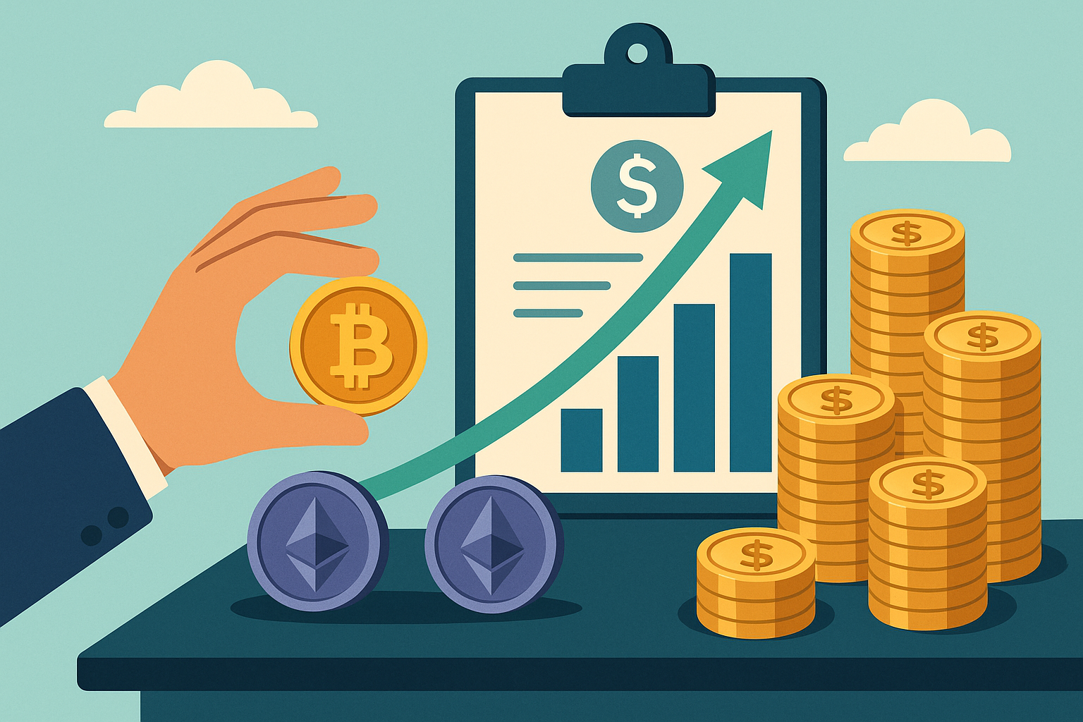 How to Safely Borrow Against Crypto for Financial Freedom Visual representation of borrowing against crypto with Bitcoin, Ethereum, and a rising chart
